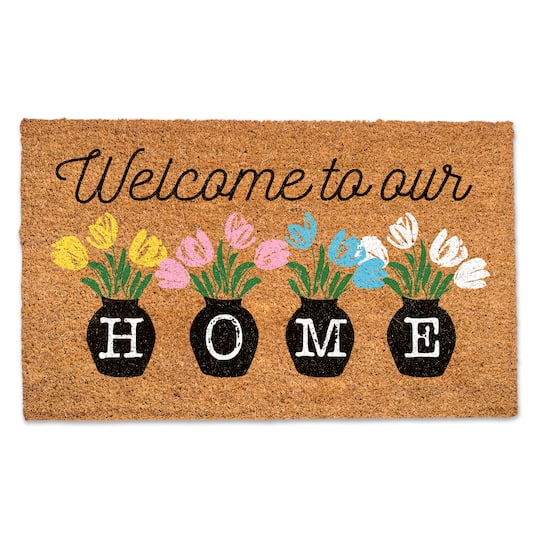 Welcome to Our Home Floral Vases Doormat